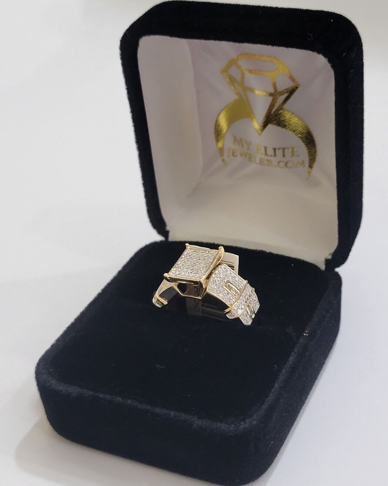 10k Yellow Gold Ladies Diamond Cinderella Ring Wedding Engagement Solid, Women - GoldenlinQ